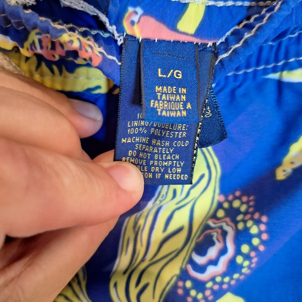 Polo Ralph Lauren Mens L Printed 6” Swim Shorts Trunks(Lining Removed) Tropical‎